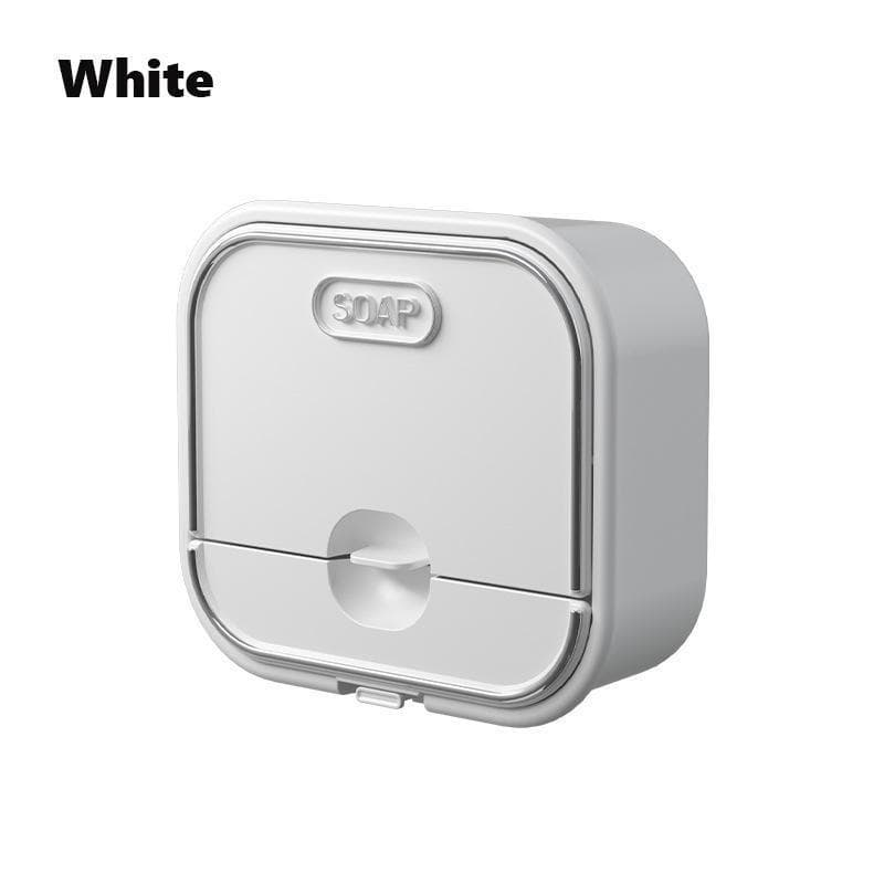 Multifunction Drain Soap Storage Box Wall-mounted Drawer Soap Dish Holder white