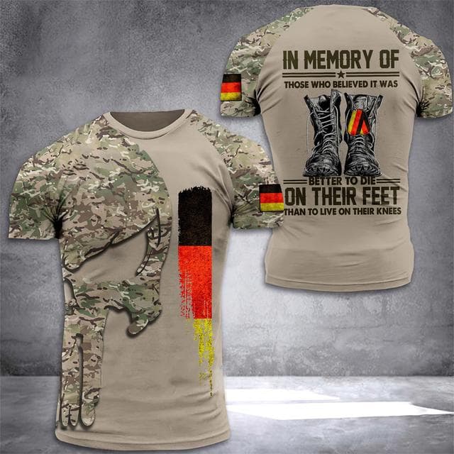 German Men's T-shirt Street Casual Top German Flag Print Oversize Shirts Street Hip Hop Harajuku Vintage Clothes O-neck Pullover M