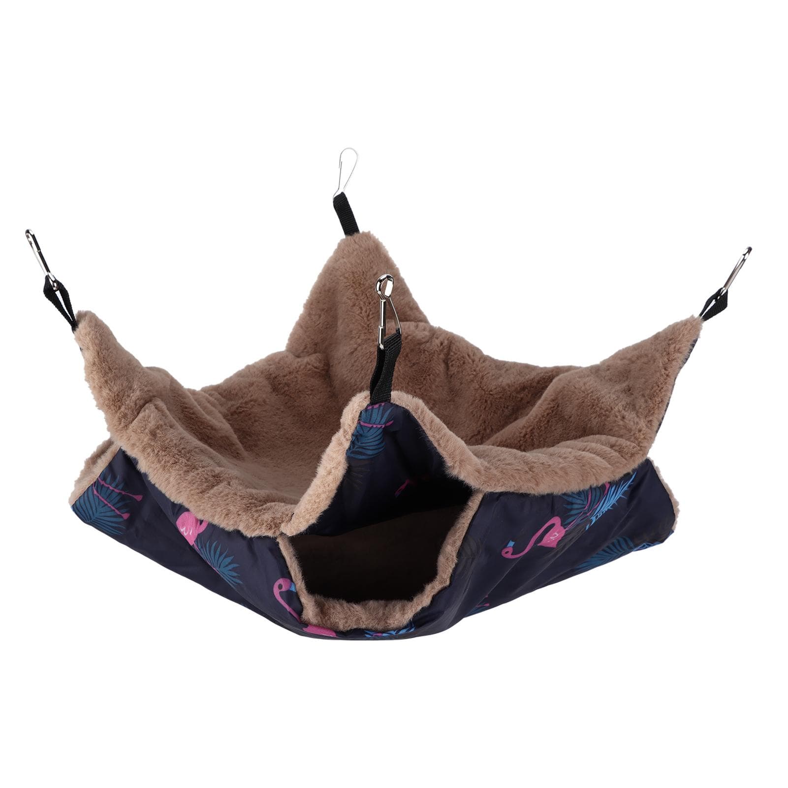 Pet DoubleLayer Warm Hammock Easy to Clean and Install Hanging Squirrel Sleeping Bag(L Flamingo) S