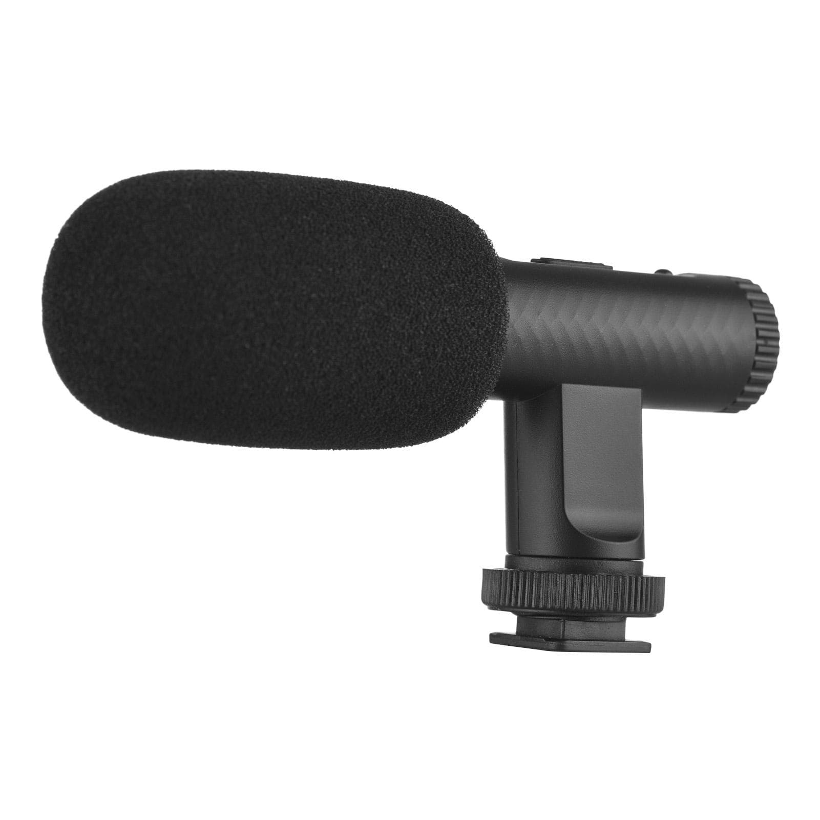 Portable Stereo Microphone Video Recording Mic 3.5mm TRS Plug Built-in Rechargeable Battery for black