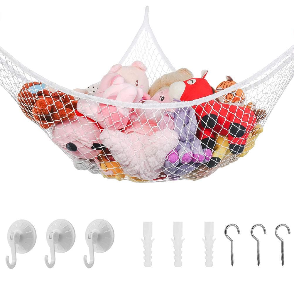 Practical Stuffed Animal Toys Hammock Kids Toy Hammock Net Large Mesh Toy Organizer Storage Hanging white