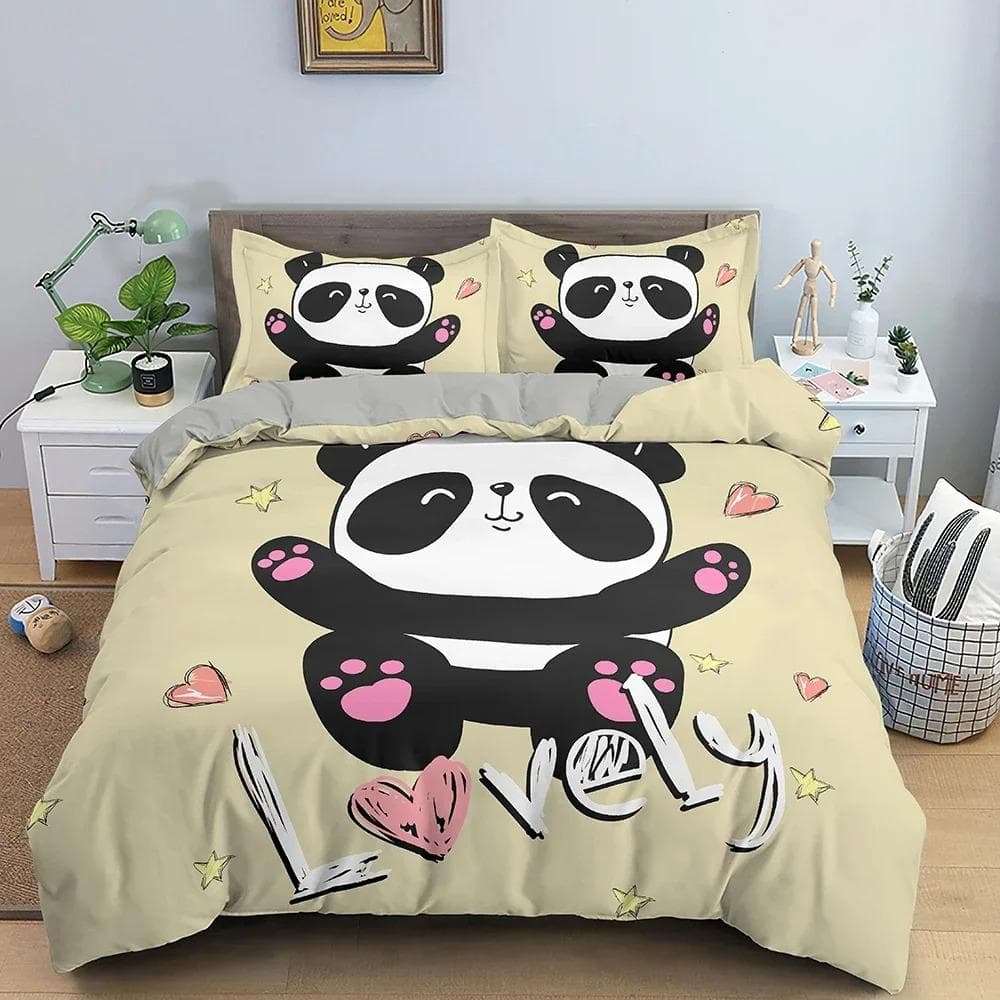Lovely Panda Duvet Cover Cute Animals Bedding Set For Bedroom Printed Comforter Quilt Covers USEUAU Single Double Size 70x133cm 2pcs