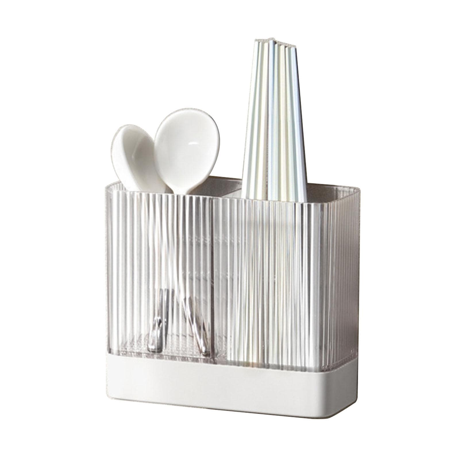 Kitchen Utensil Holder ABS Wall Mounted Multifunctional Draining Chopstick Cage Spoon Forks Storage White