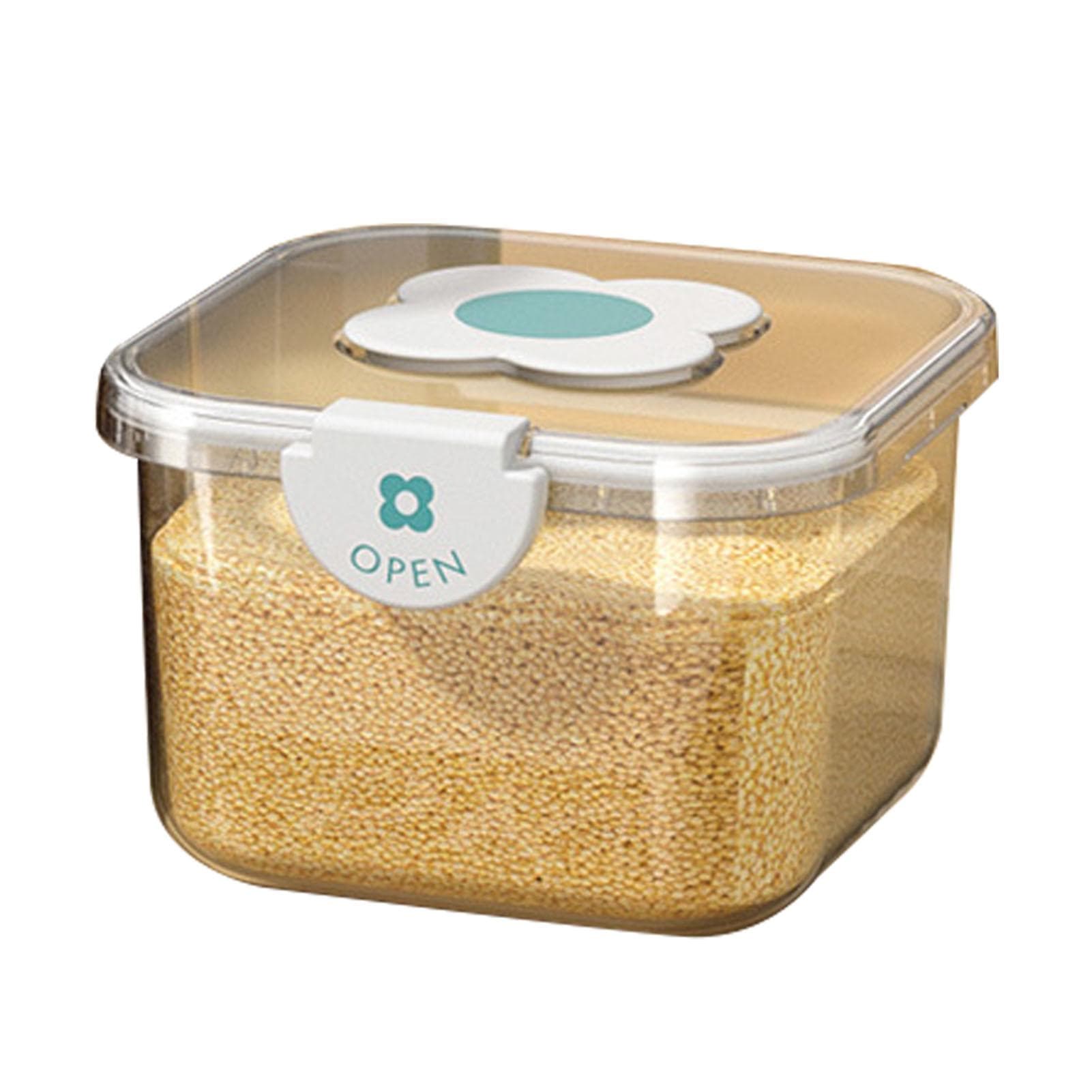Rice Container Airtight Grain Food Storage Box Transparent with Cover for Home Kitchen Transparent