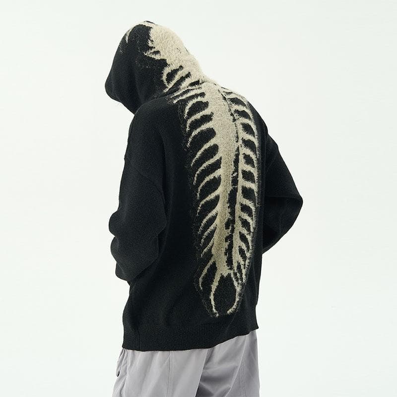 Men Centipede Pattern Sweater Hooded Sweater Retro High Street Women Trendy M black