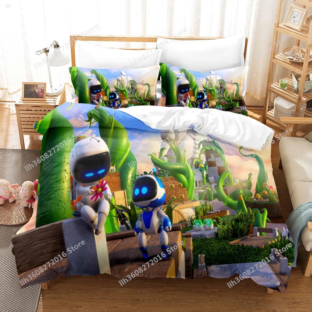 ASTRO BOT Bedding Set Single Twin Full Queen King Size Bed Set Adult Kid Bedroom Duvetcover Sets 3D Print Anime Bed Sheet S AU Single(140x210cm)