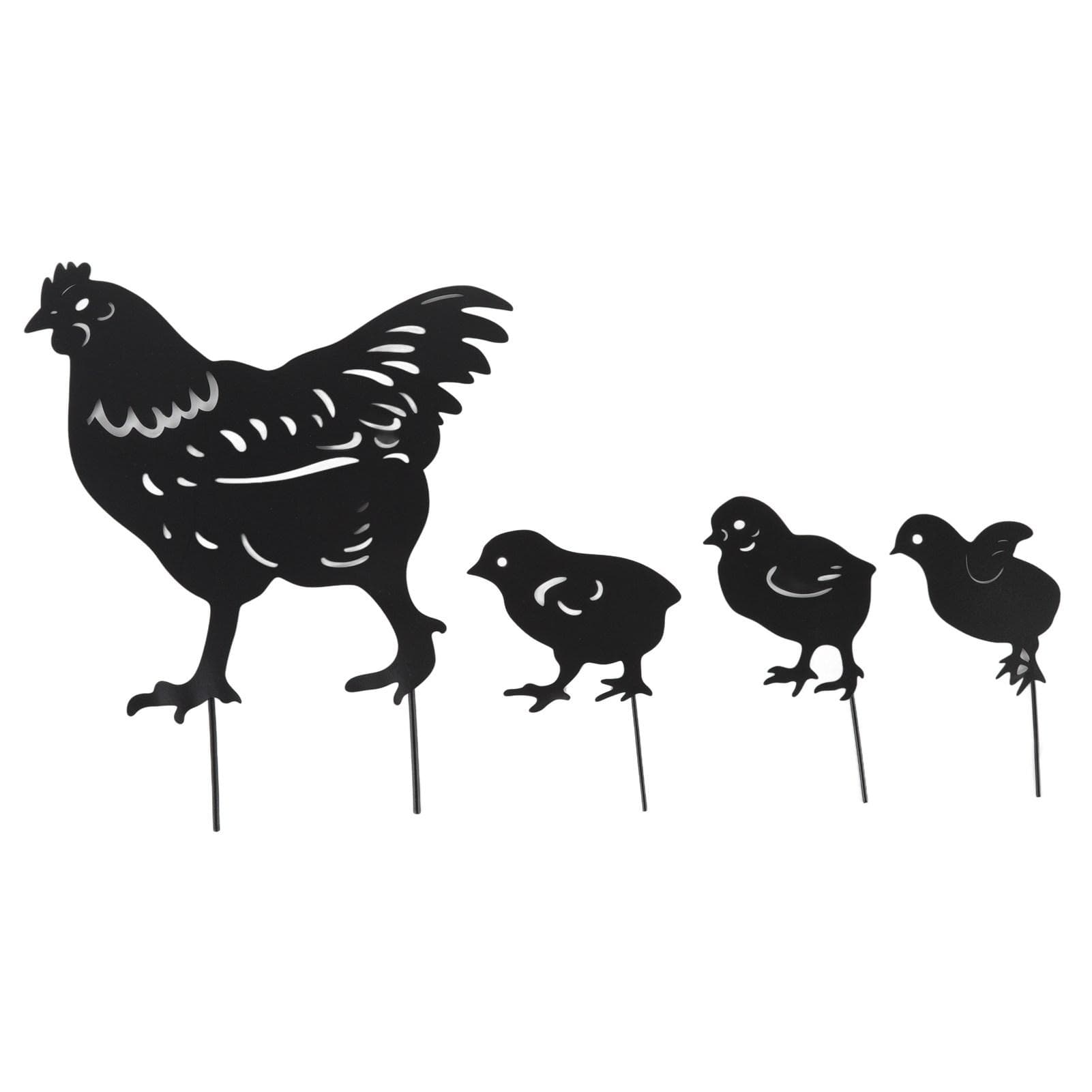 4Pcs Hen Chicken Silhouette Hollow Stake Design Cute Hen Chicken Design Durable Metal Chicken Yard