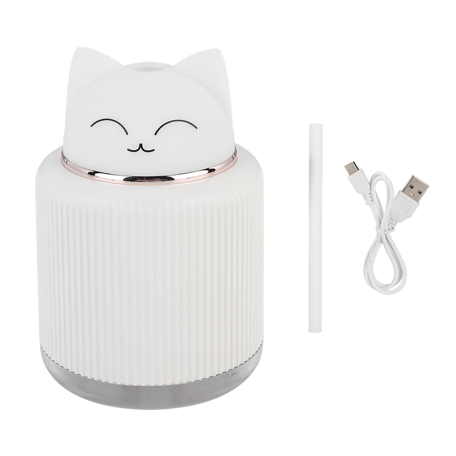 White Plastic 300ML Cat Ultrasonic Air Humidifier USB Mist Mistorizer Household LED Night white