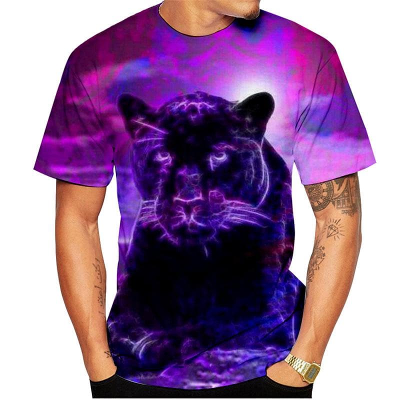 Summer New Panther Print T-shirt Men's Women's Animal Pattern Short Sleeve Casual Street Men's Tops O-Neck Quick Drying T-shirts XL