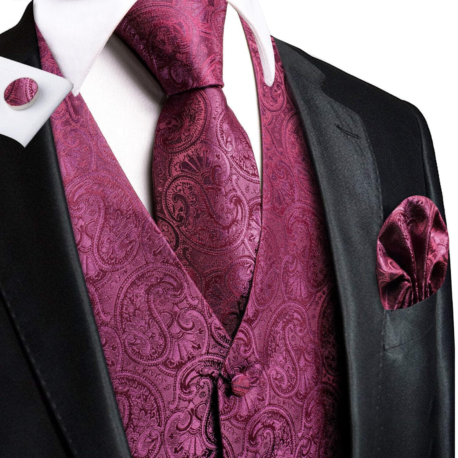 50 Colors Mens Vest Sleeveless V-Neck Pockets Waistcoat Tie Set Wedding Casual XL