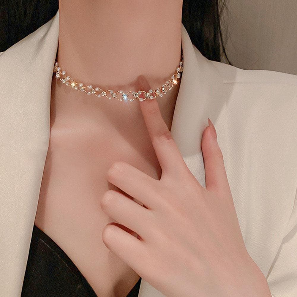 Stylish and Simple Personalized Necklace Inlaid with Rhinestones, Women's Party Jewelry, Exquisite Gift