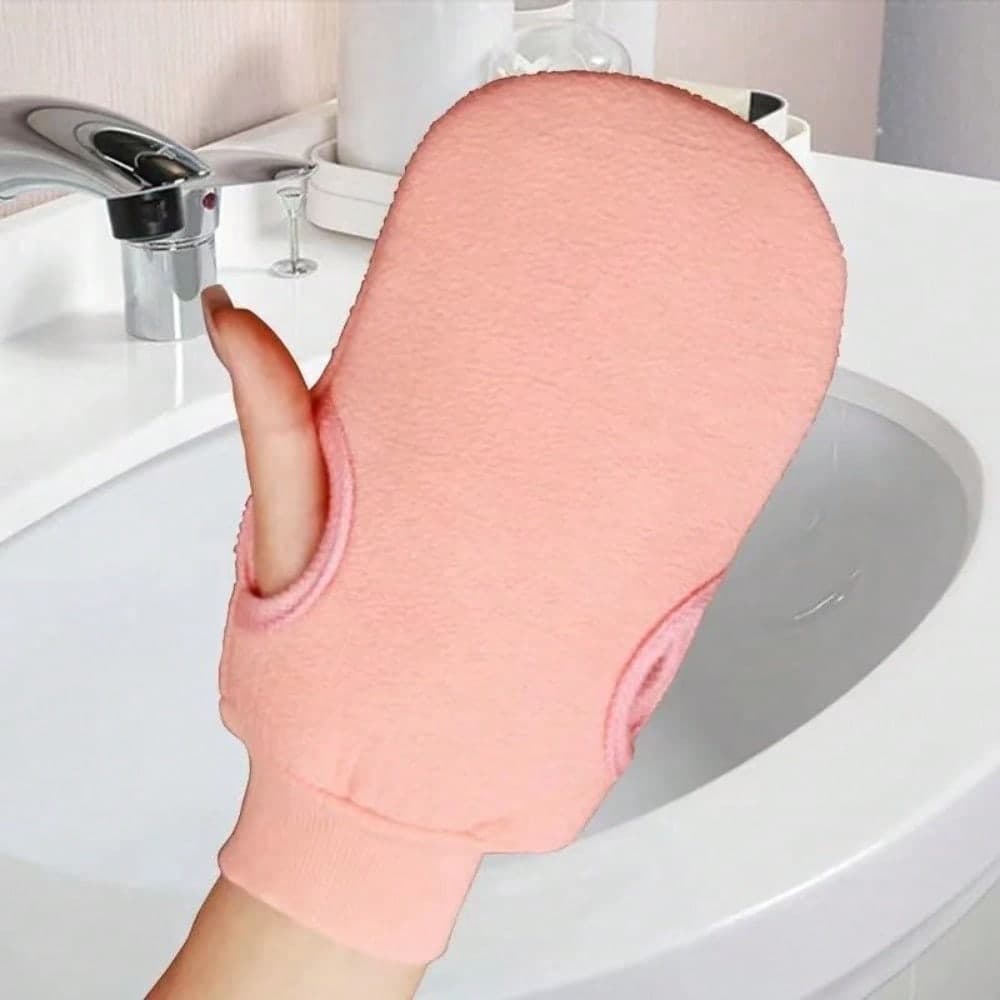 1 Piece Double-Sided Coarse And Fine Sand Scrubbing Towel, Painless Stain Removal Shower Gloves, Universal Shower Tool pink