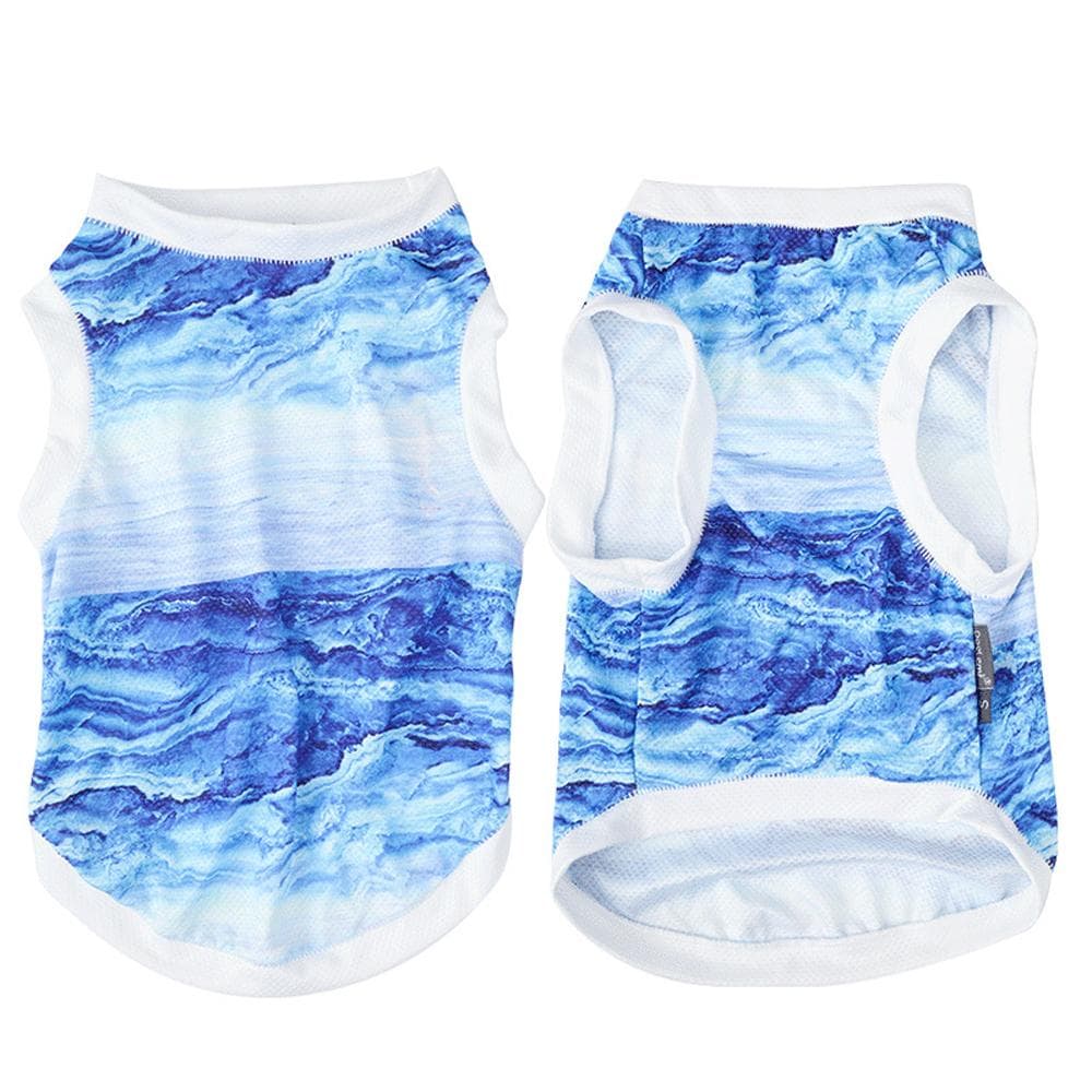 Ice Cooling Dog Vest Summer Mesh Clothes for Small Medium Large Dogs Outdoor Pet Cool Down Jackets Breathable Dog Harness M blue