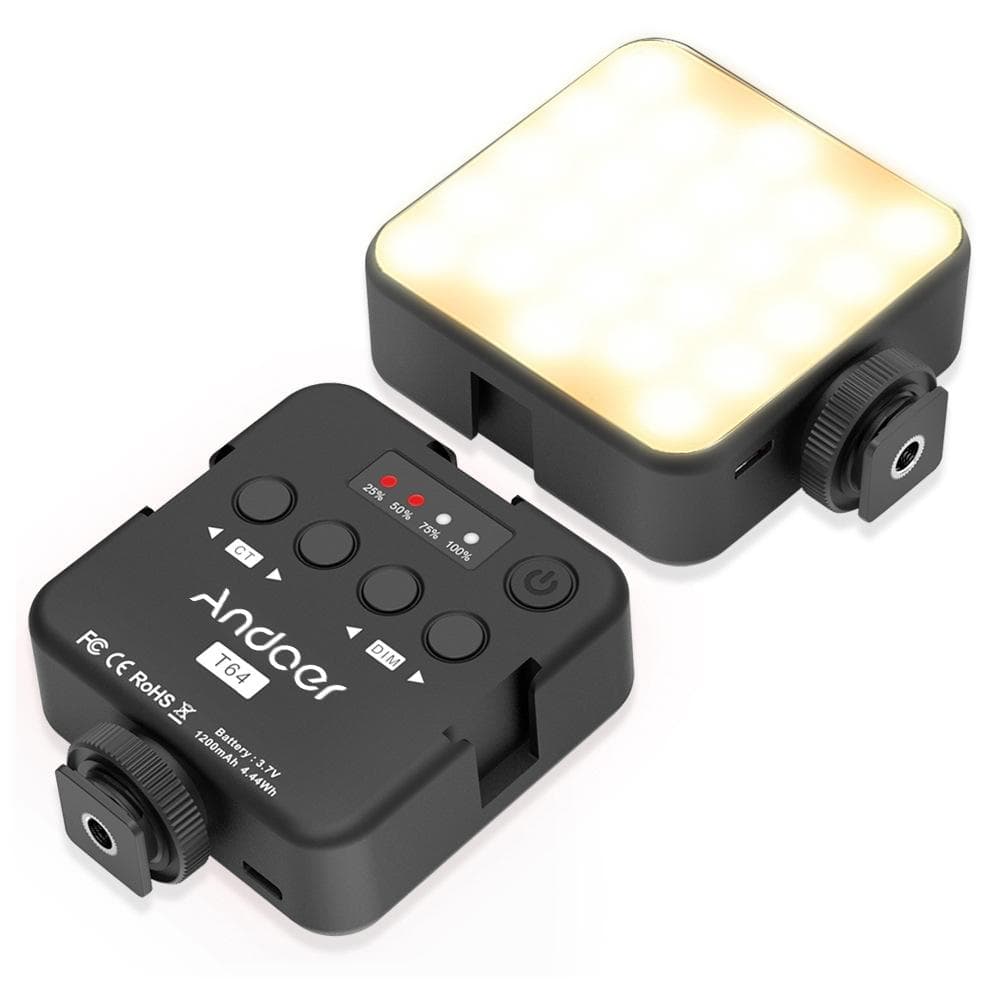 ANDOER T64 Pocket Led Light Mini Video Lamp Photography Light 2500K-9000K+/-200K Color Temperature black