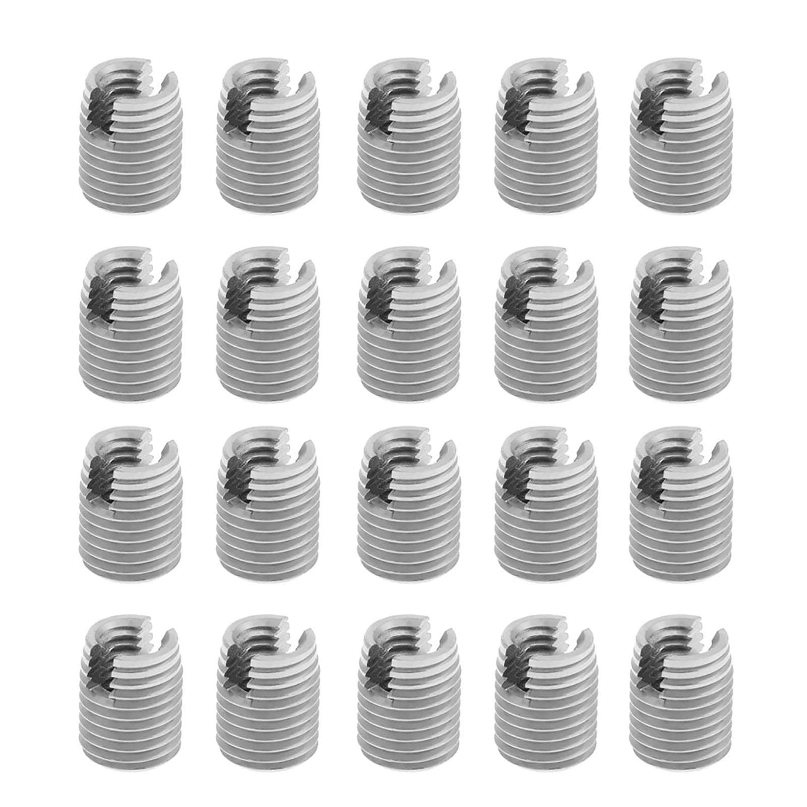 20pcs Metal Self Tapping Slotted Screw Thread Insert Helical Repair M4 x 8mm Set