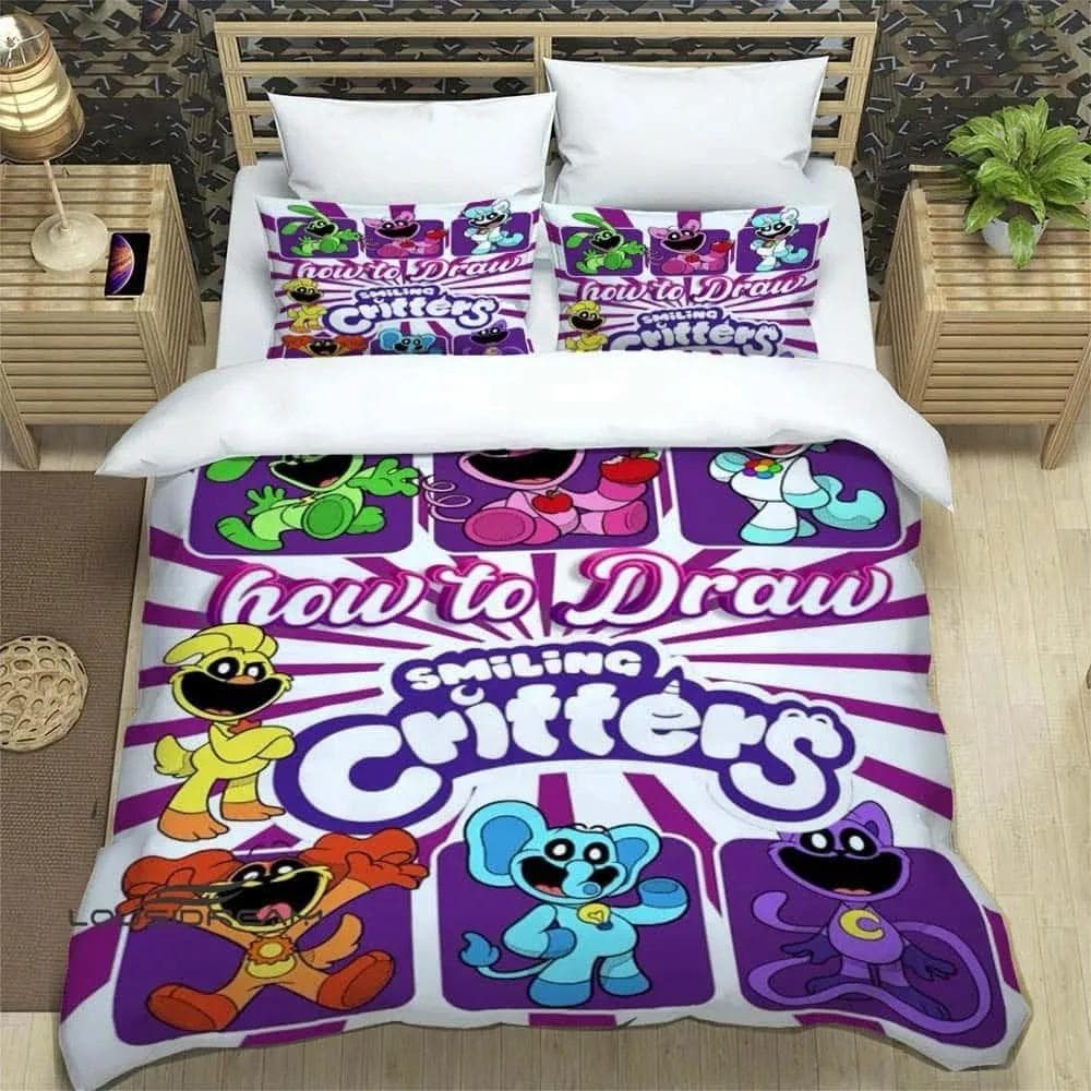 3D Cartoon S-smiling critters Bedding Sets exquisite bed supplies set duvet cover comforter set bedding set luxury birthday gift US Twin(172x218cm)