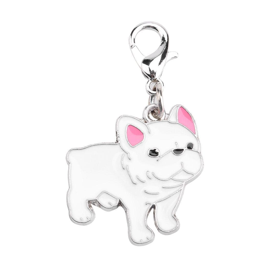 Cute Pet Dog Metal Collar Pendant Clasp Dog Tag Collar Pendant Pet Accessory (White)