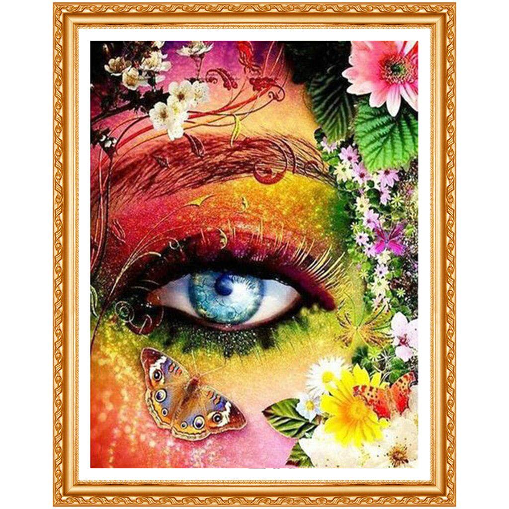 Full Circular Diamond 5D DIY Diamond Painting Eyes & Butterflies Embroidery Cross Stitch Home Decor 20X30CM