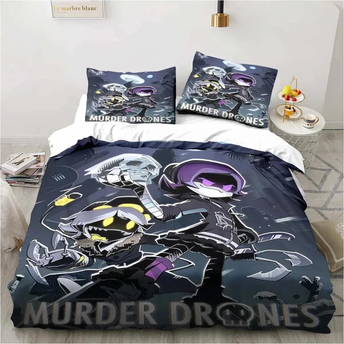 New 3D Print Murder-Drones Cartoon Bedding Set,Duvet Cover Bed Set Quilt Cover Pillowcase,King Queen Twin Size Boys Girls Adults AU Double 180x210cm