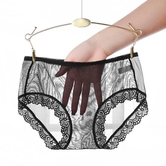 Women Panties Mid Waist Breathable Stretch Soft See-through Floral Lace Sexy Ladies Briefs Underpants Underwear Daily Life XL
