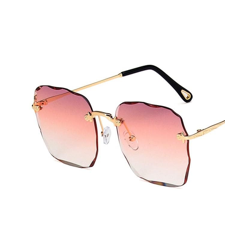 Metal Square Sunglasses Women Brand Design Gradient Fashion Sun Glasses Female Rimless Irregular Rectangle Glasses only 1pcs-Uv4
