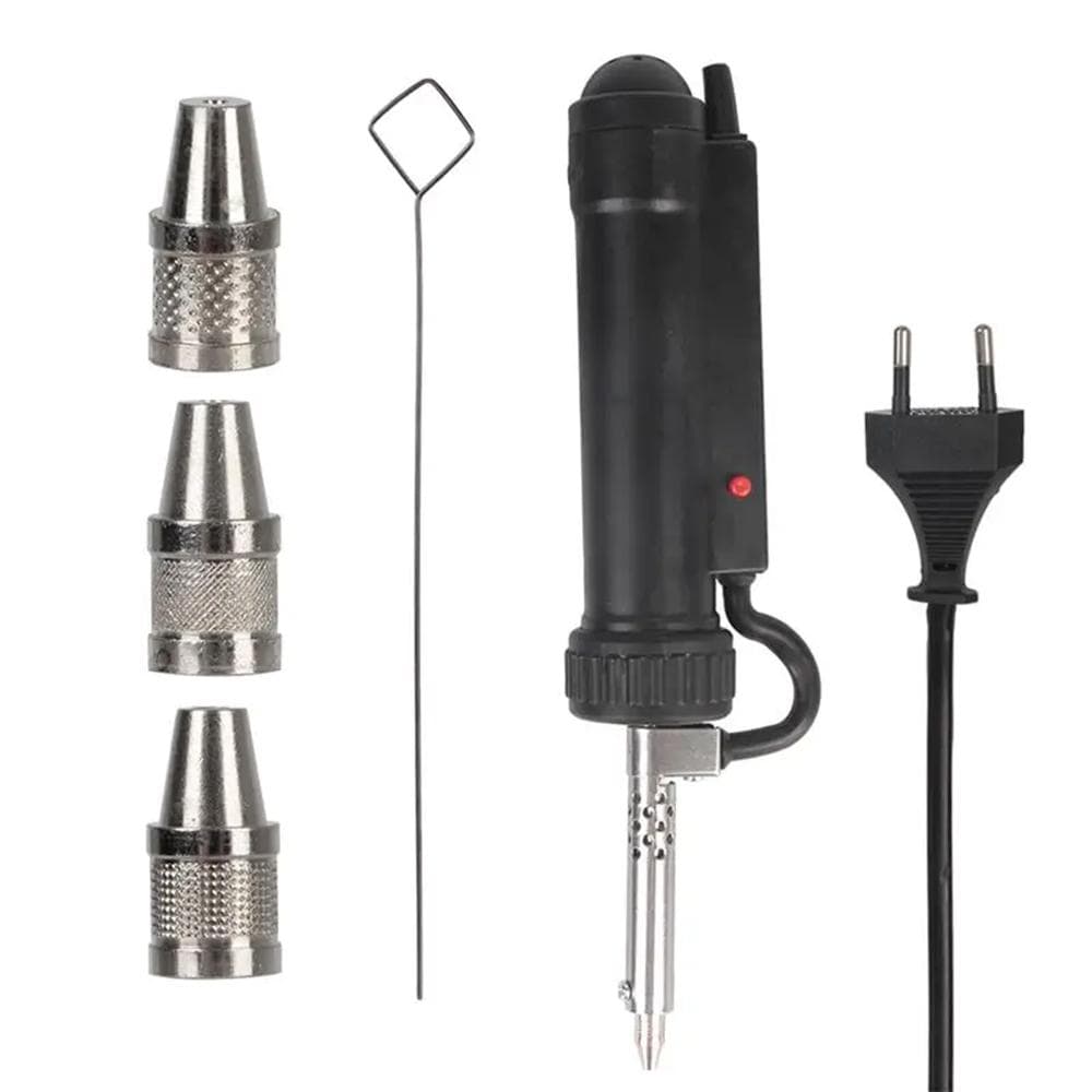 Electric Solder Sucker, Automatic Desoldering Pump with 3 Soldering Suction Nozzles Portable EU Plug black