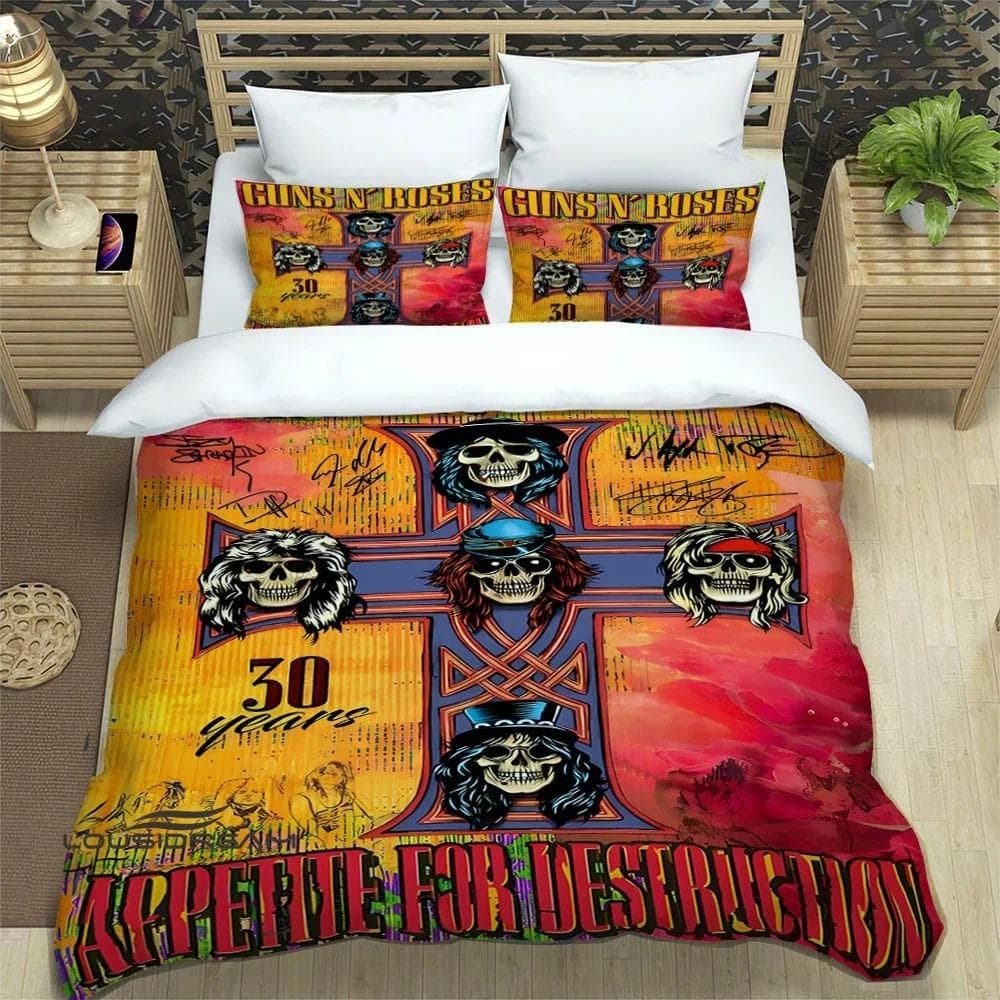 Rock Band Guns N' Roses Bedding Sets exquisite bed supplies set duvet cover bed comforter set bedding set luxury birthday gift AU Single 140x210cm