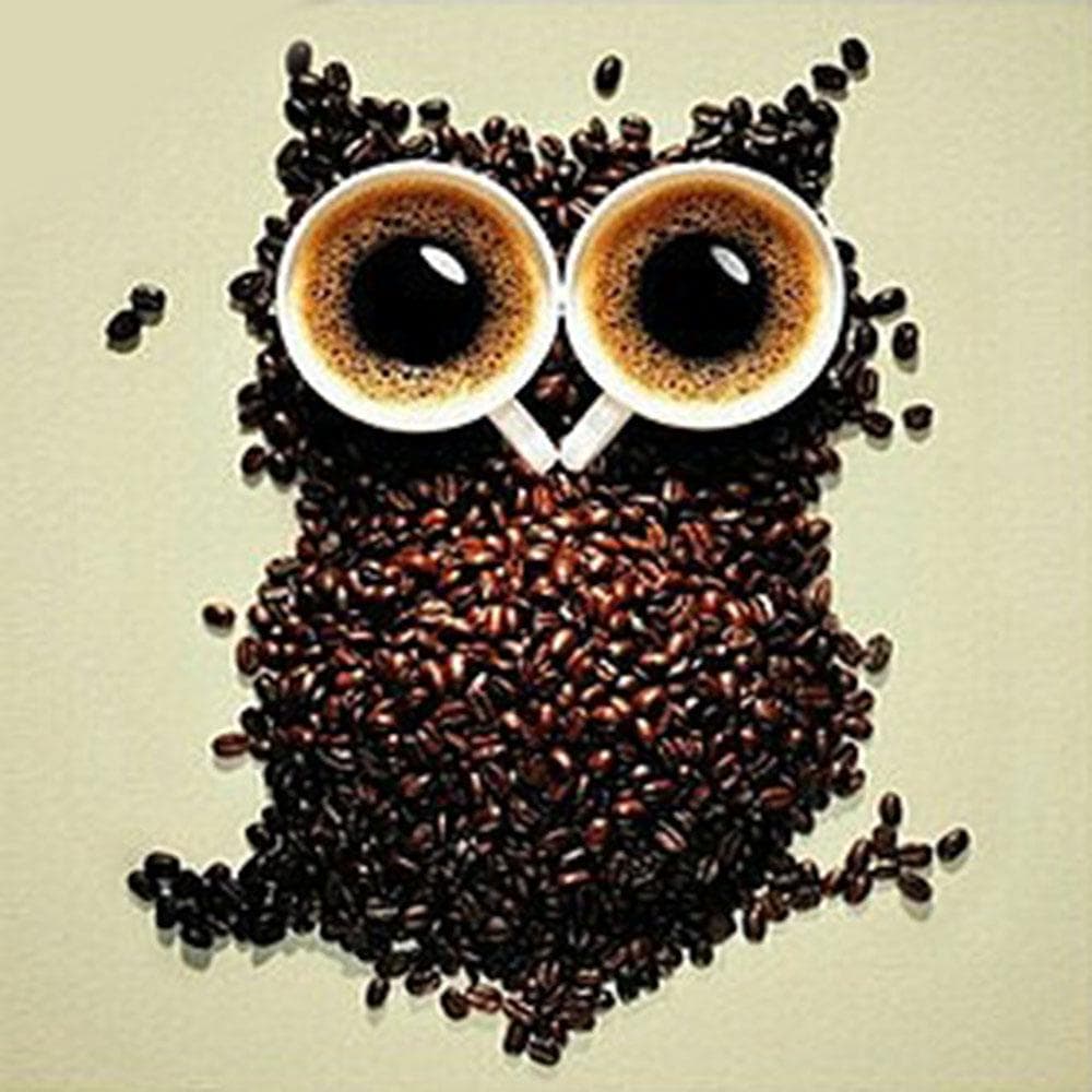 Cross Stitch Kit DIY Diamond Embroidery Coffee Owl Diamond Painting Mosaic Home Decor 30X30CM