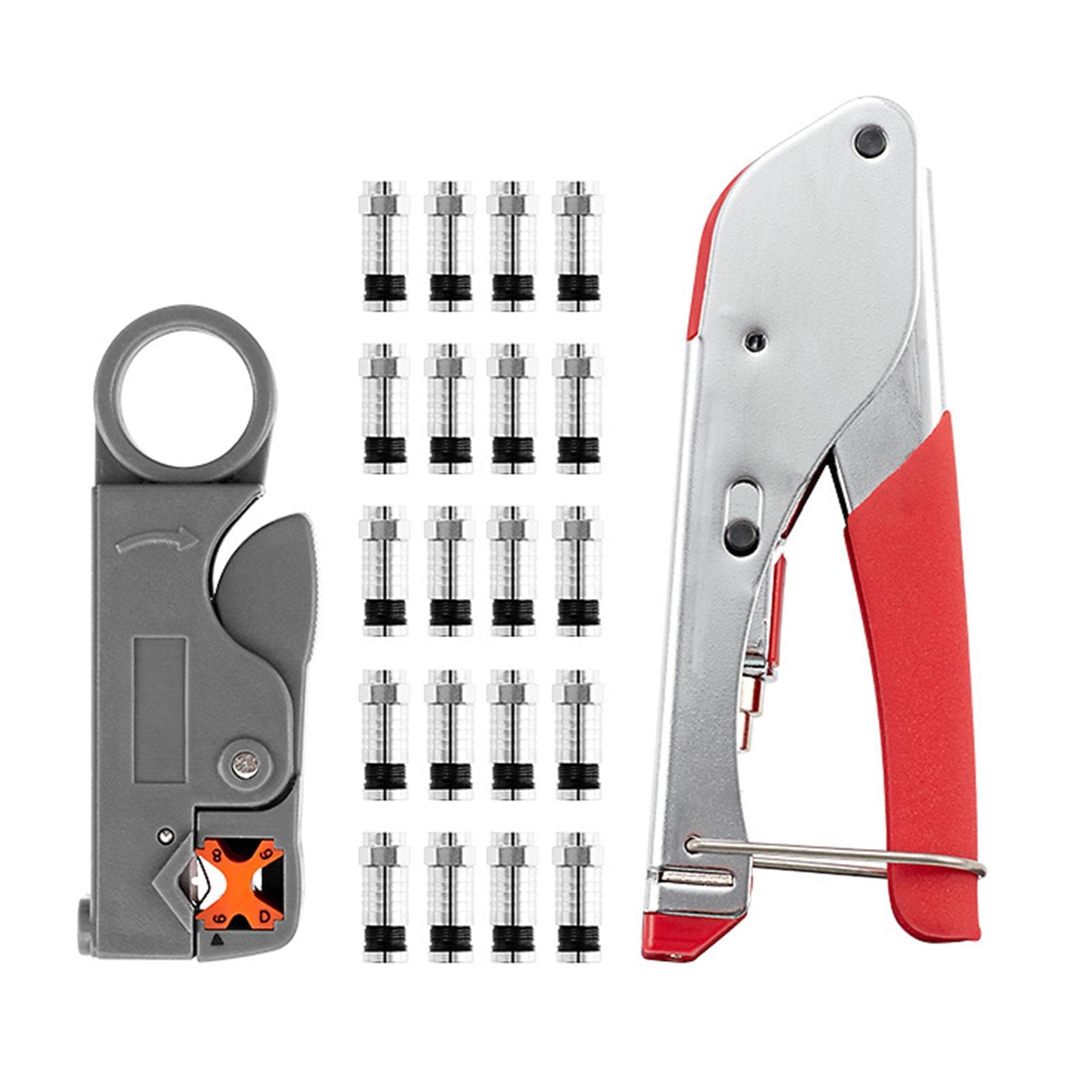 Network Cable Tool Set Crimping Pliers Set Coaxial Cable Press Pliers Rotary Adjustable Wire black