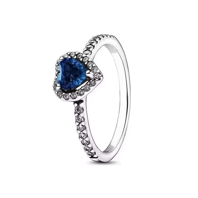 925 Sterling Silver Classic Dazzling Crown Round Hearts Ring Exquisite Women's Light Luxury Charm Ring Jewelry Gift 9&cubic zirconia