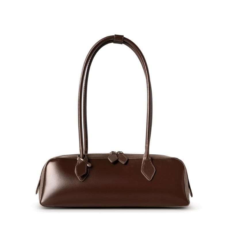 Women's Niche Design Single Shoulder Leather Armpit Bag Long Red Baguette Bag Woman 33*10.5*11 coffee