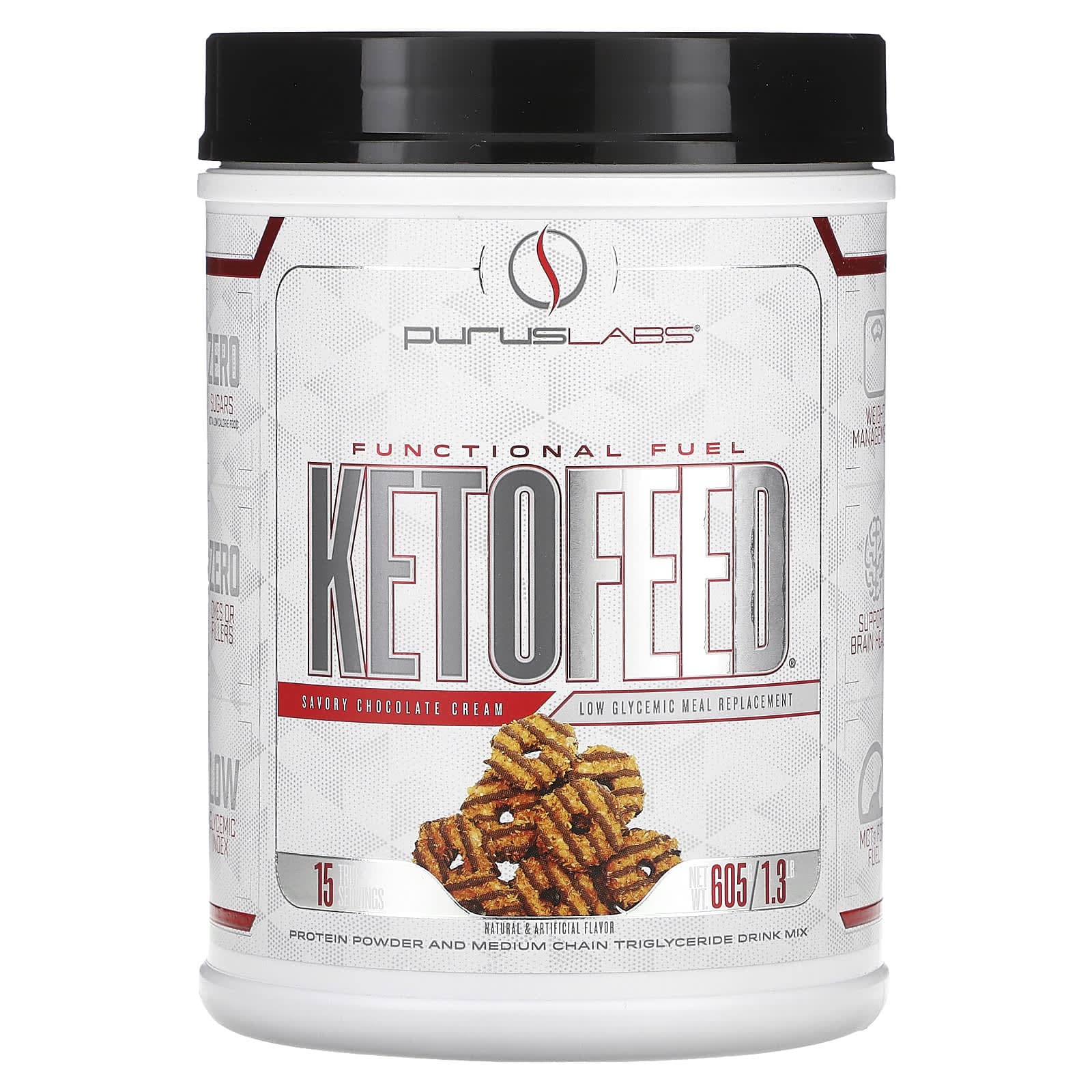 Purus Labs, KetoFeed, Savory Chocolate Cream, 1.3 lb (605 g)