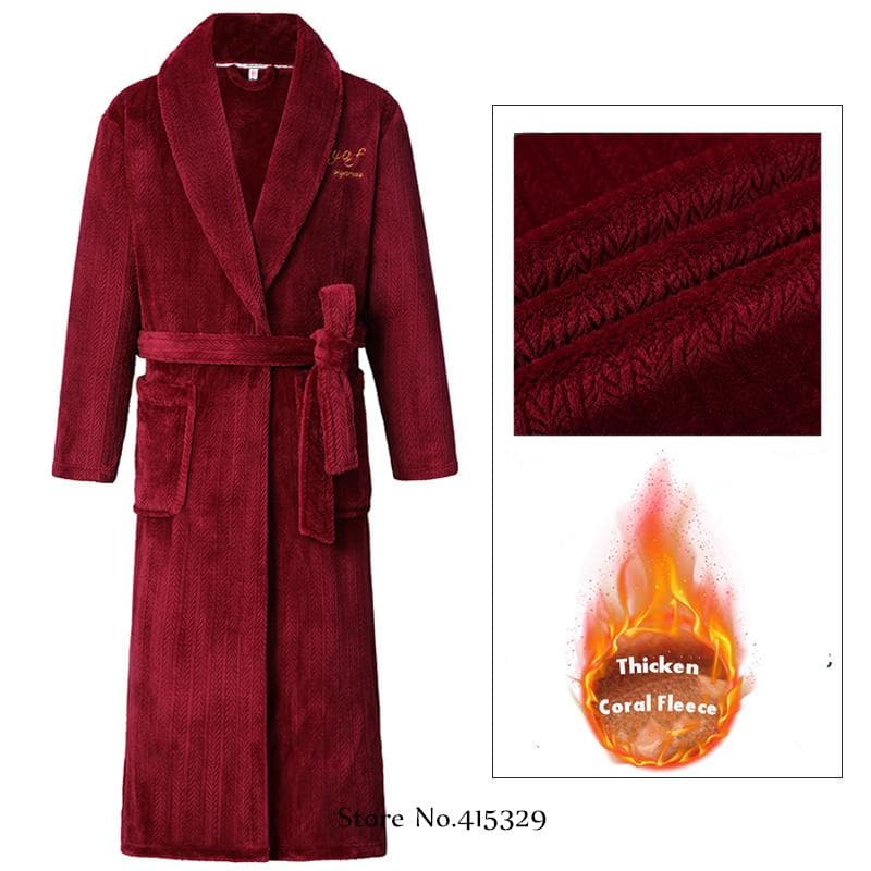 Coral Velvet Bathrobe Shower Kimono Robe Winter New Men's Home Wear Loose Thickened Pajamas L