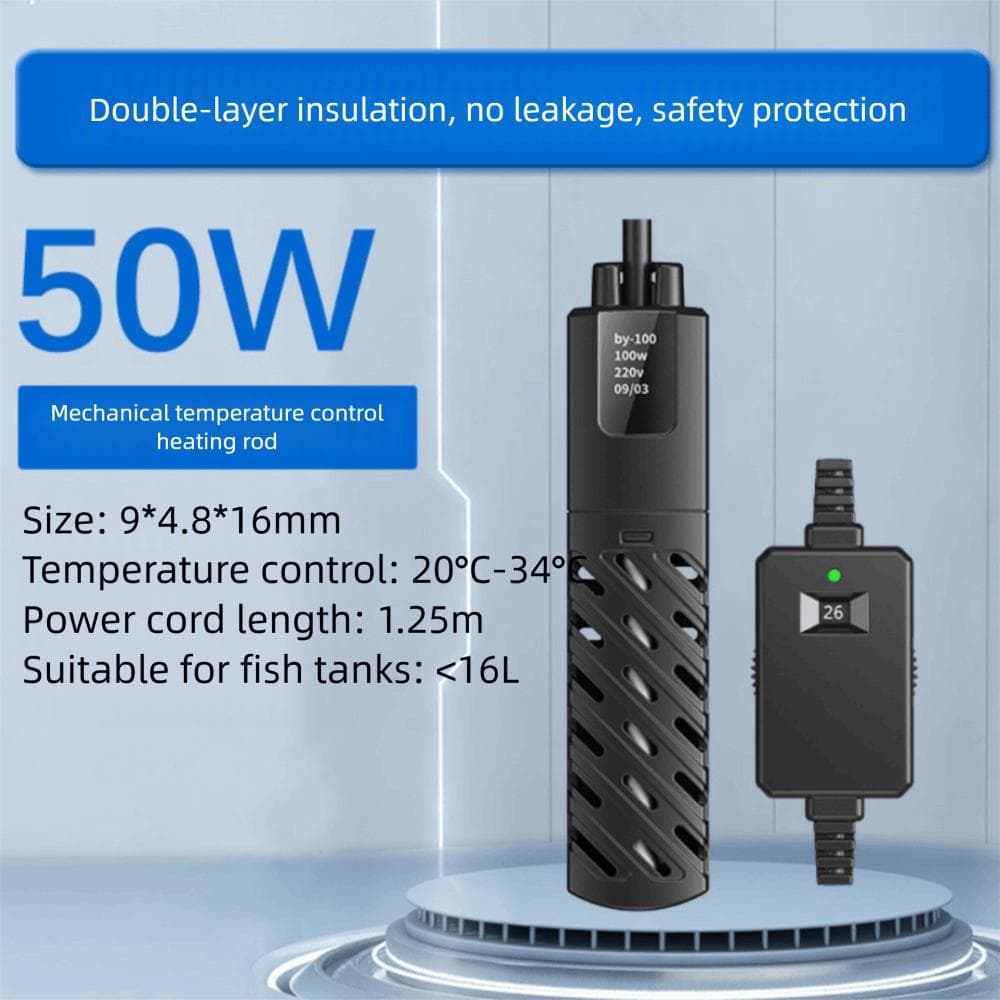 Quartz Glass Aquarium Submersible Heater Adjustable Fish Tank Heating Rod Aquatic Aquariums 50W