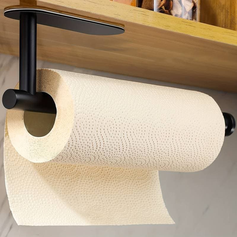 Self-Adhesive Under Cabinet Paper Towel Holders for Kitchen Paper Towels Available in Adhesive Screws Stainless Steel black