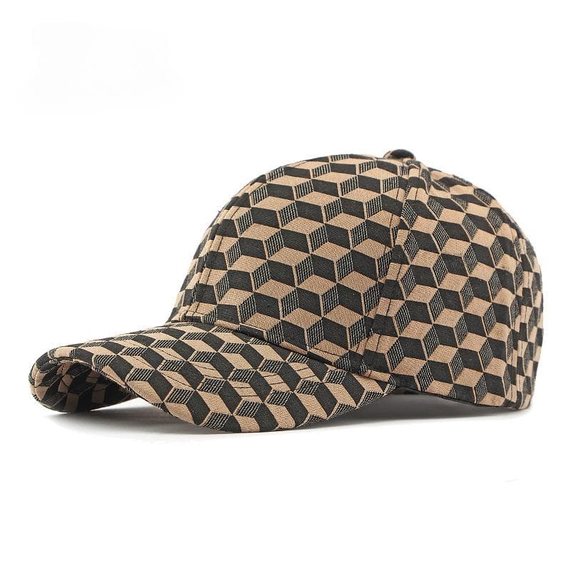 Sunscreen Hat for Men's New Personalized Three Dimensional Checkered Hardtop Baseball Hat for Women's Retro Fashion