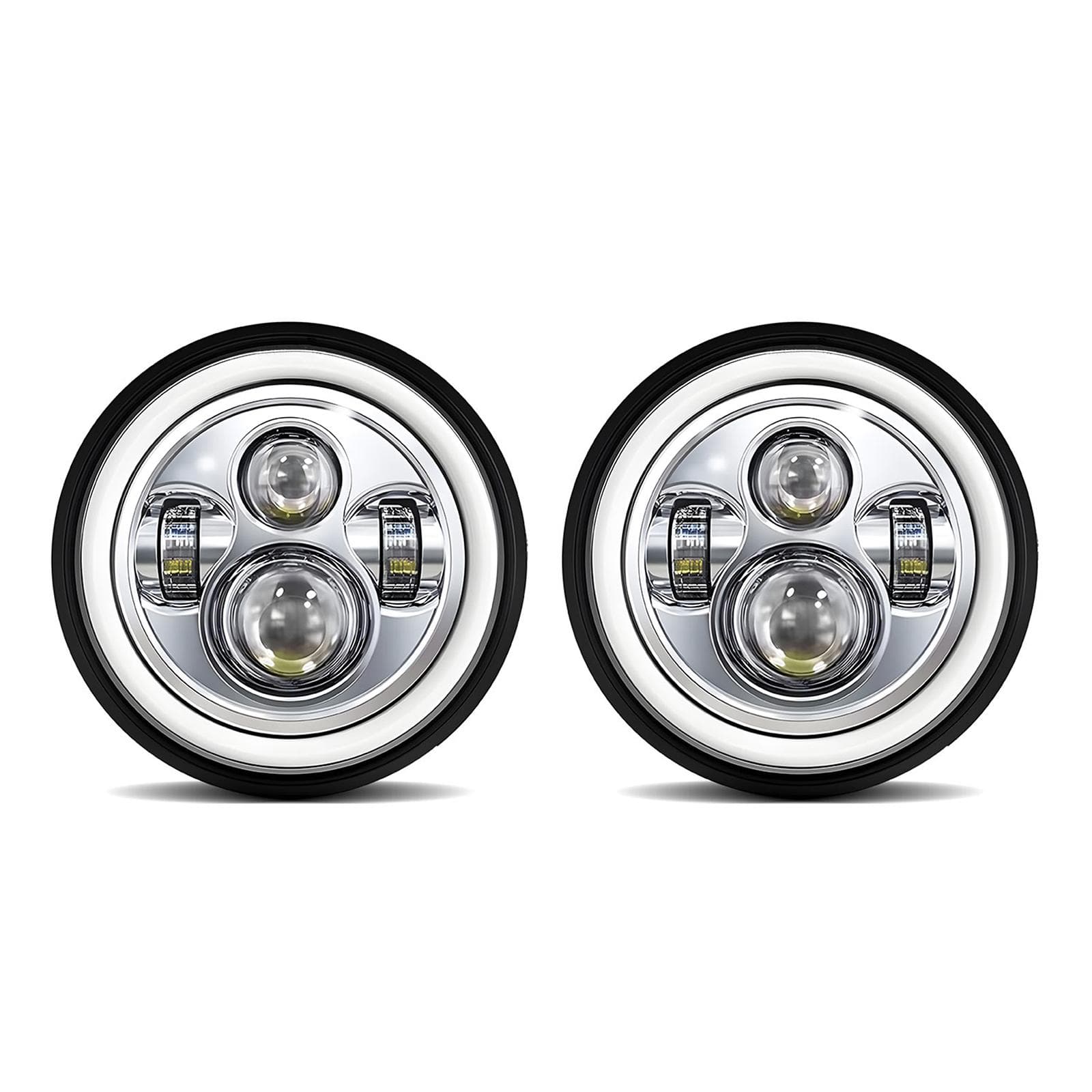 2Pcs 7 inch Car Motorcycle LED Headlight with DRLTurn SignalLow BeamHigh Beam 7'' Round 2Pcs black