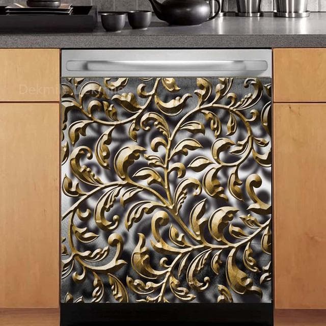 3D Retro Beer Dishwasher Refrigerator Internal Pattern Freeze Sticker Art Fridge Full Door Cover Wallpaper Kitchen Wall Stickers 60X82cm 23X32inch
