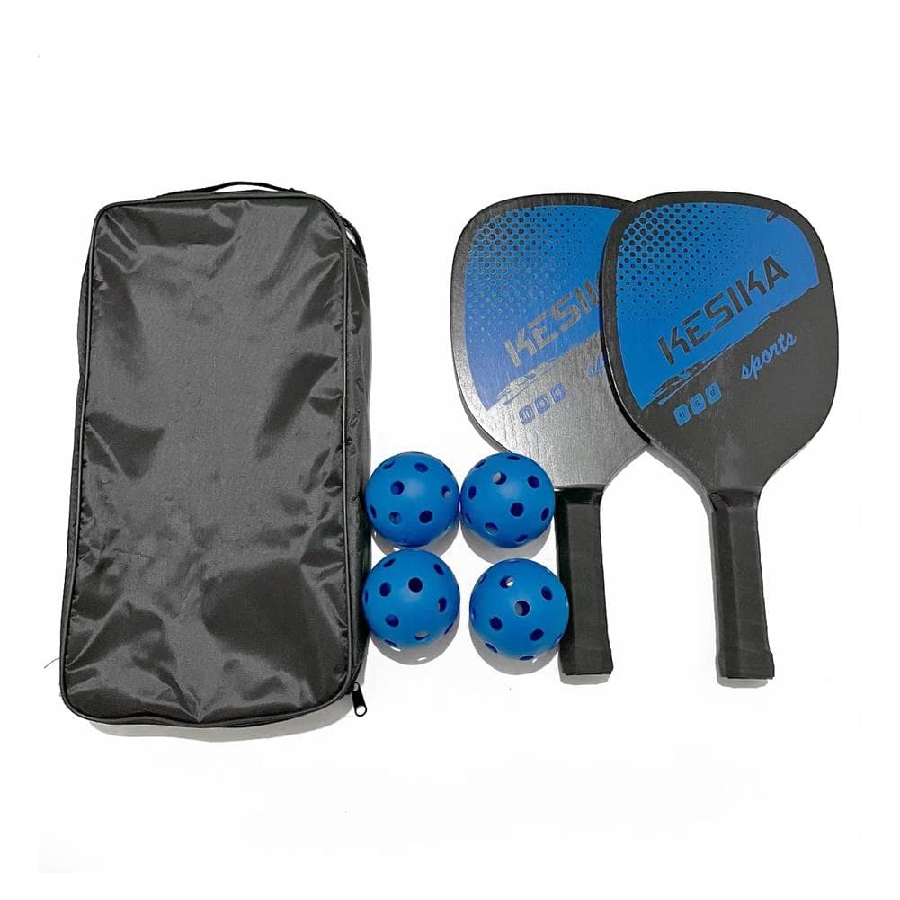 Pickleball Paddle Set Pickleball Rackets Ball Set 2 Rackets & 4 Pickleball Balls with Carrying Bag blue