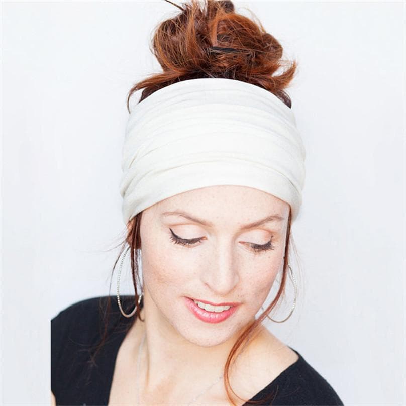 Fashion Sexy Women's Yoga Sports Wide Hairband Elastic Boho Wristband Girls Running Gym Headwrap One Size white