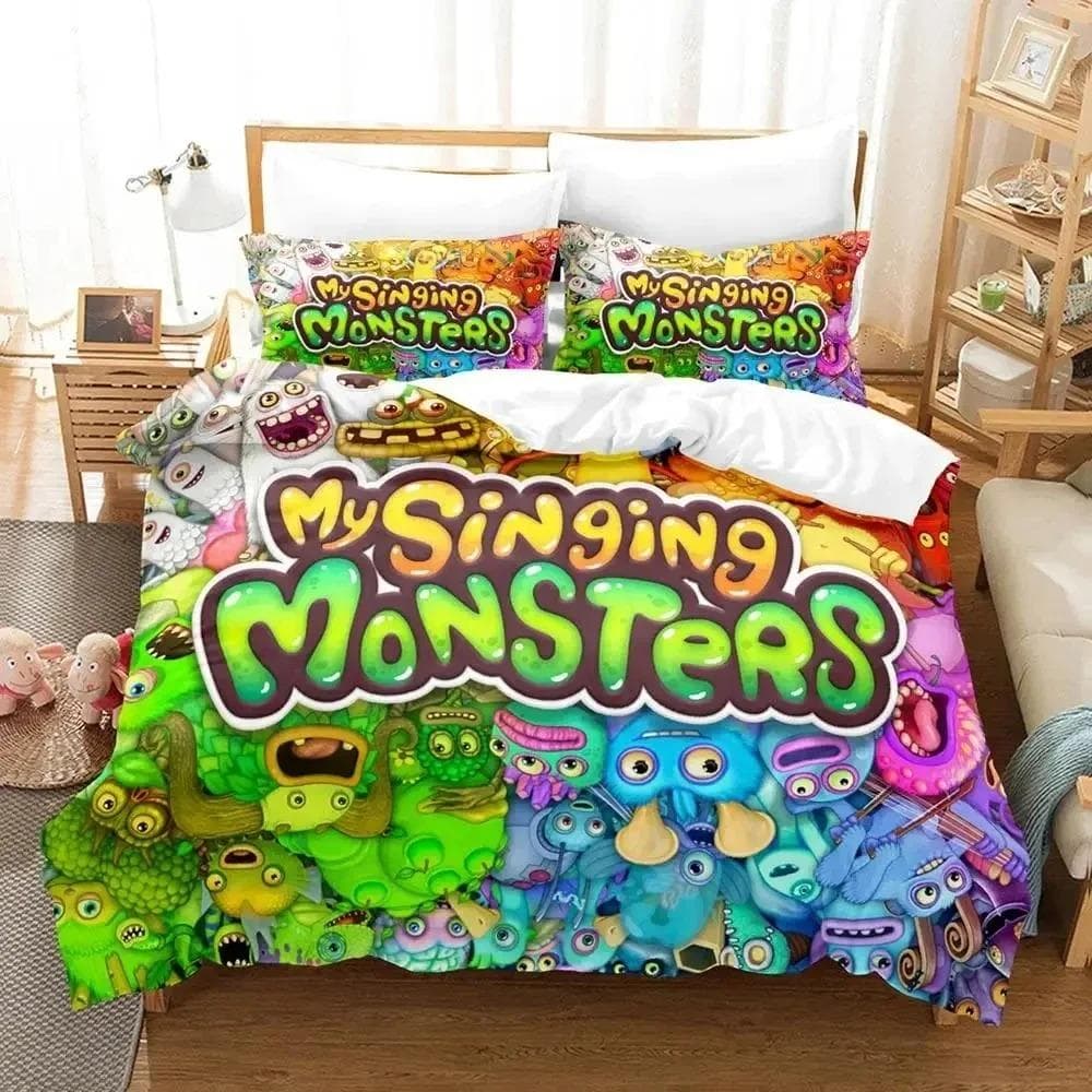 Game My Singing Monsters Bedding Set Duvet Cover Bed Set Quilt Cover Pillowcase Comforter king Queen Size Boys Adult Bedding Set 140X200cm-2pcs