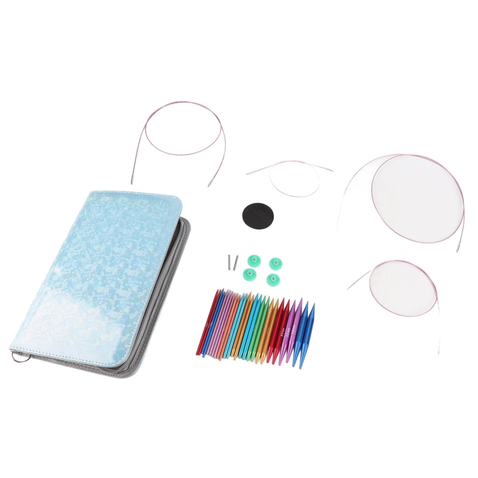 Circular Knitting Needle Set 3 to 10mm Interchangeable Smoothing Circular Needle Set with Storage