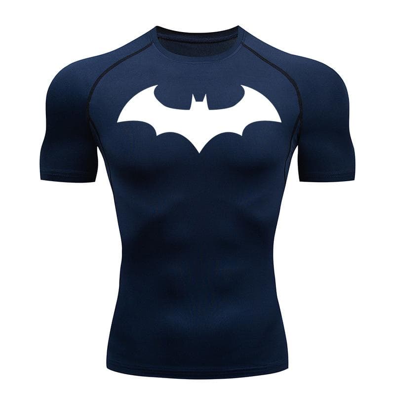 Bat Graphic Compression Shirts for Men Short Sleeve Rash Guard Gym Workout Running Tshirt Summer Athletic Quick Dry Tees Tops S