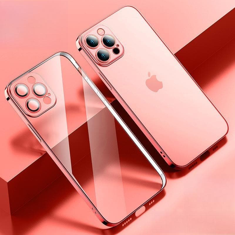 Applicable To IPhone 16 Mobile Phone Case Electroplating Tpu Comes with Lens Film Apple 15pro Full-pack Transparent Protective Soft Case iPhone7/8/se2/se3