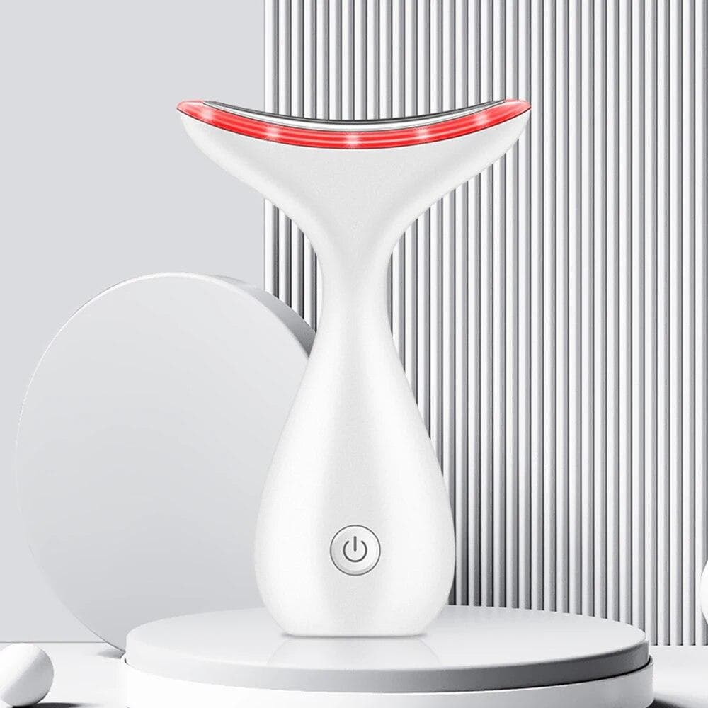 Neck Face Beauty Device 3 Colors Led Photon Facial Massager Firming Rejuvenation Anti Wrinkle Ultrasonic Vibration Lifting CN