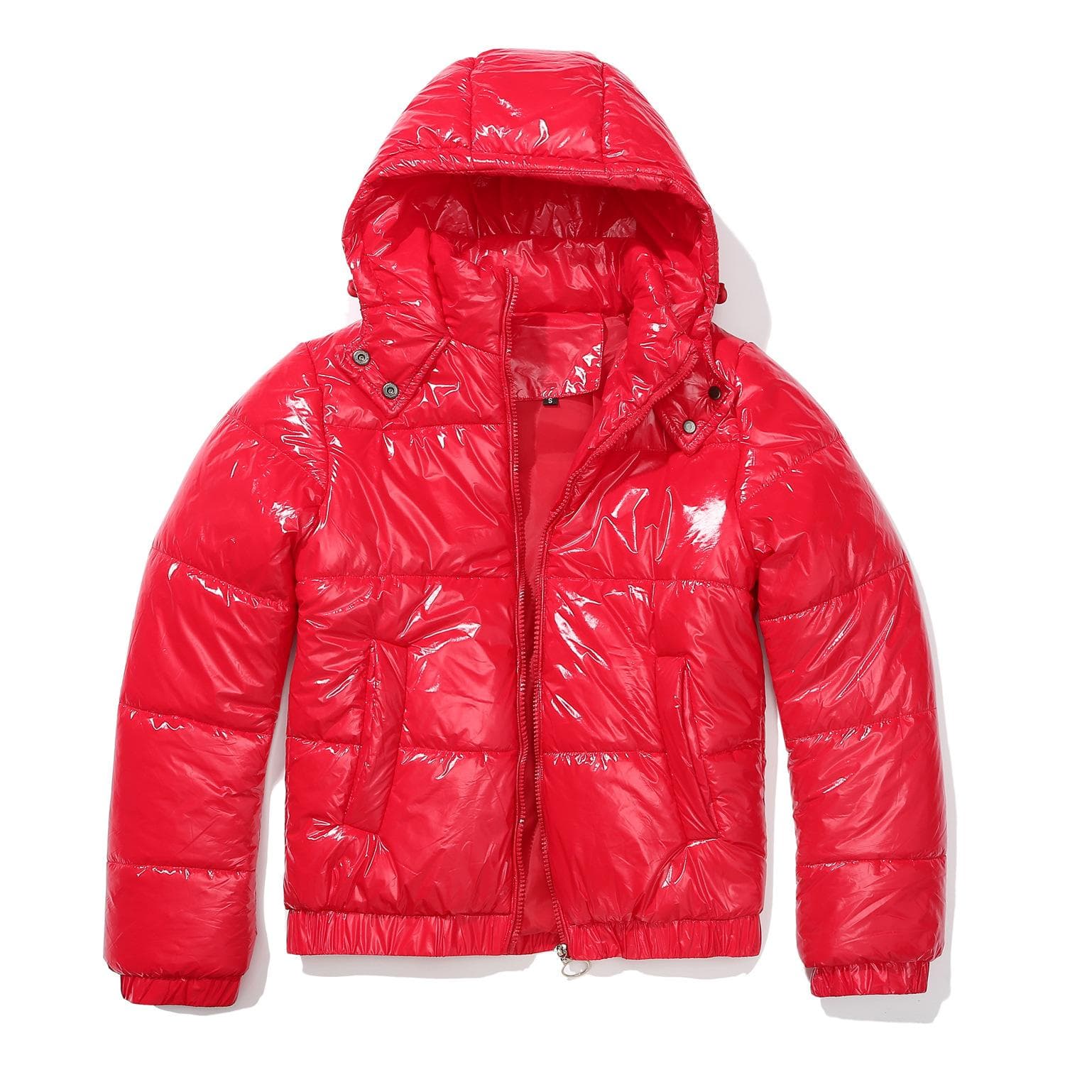 New Hooded Cotton Jacket 20D Film Coated Anti Splash European and American Fashion Jacket Long Sleeved Glossy Cotton Jacket for Women L