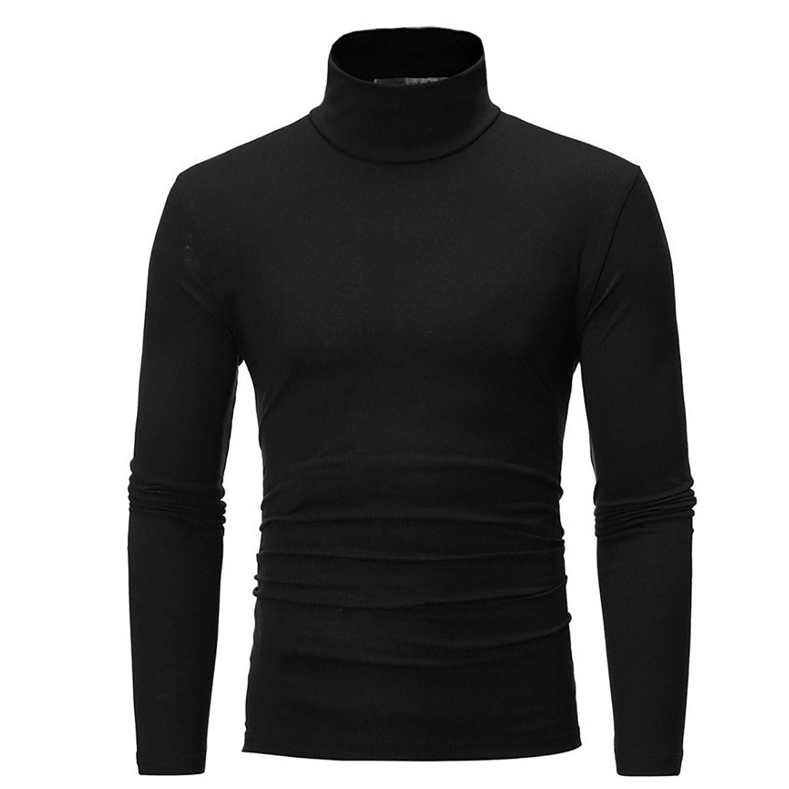 Men's Warm T-shirt Long Sleeved Warm Top Winter Sweater Warm Sports Shirt Casual Underwear High Neck Shirt Sports Top Sports Shirt XL black