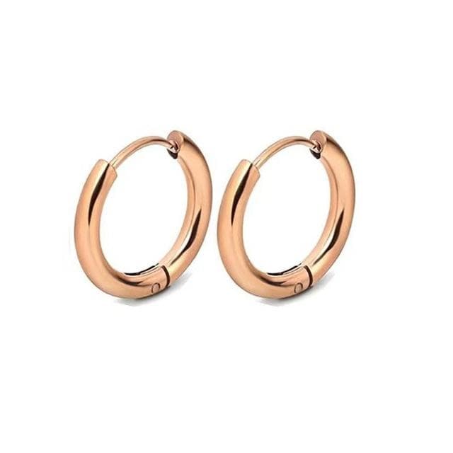 1 Pair 316L Stainless Steel Hoop Earrings for Women Men Tragus Cartilage Ear Piercing Jewelry Pendientes Mujer Hombre Wholesale 14MM rose gold