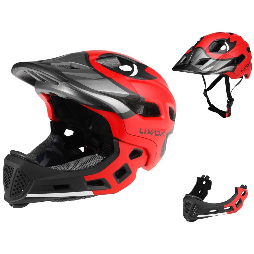 Lixada Kids Detachable Full Face Helmet Children Sports Safety Helmet for Cycling Skateboarding red