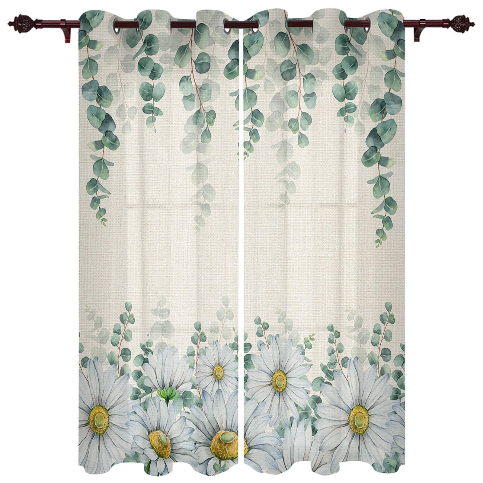 Summer Plants Purple Flowers New Window Curtains for Living Room Kitchen Indoor Decor Window Treatment Valances Curtain 135W x 60H(cm) x1